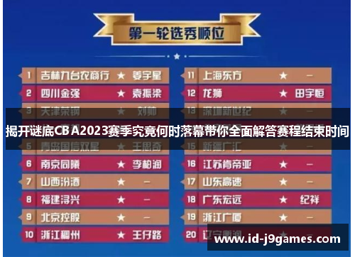 揭开谜底CBA2023赛季究竟何时落幕带你全面解答赛程结束时间 揭开谜底CBA2023赛季究竟何时落幕带你全面解答赛程结束时间
